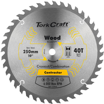 Image of a Tork Craft Blade Contractor 250 X 40t 16mm Circular Saw TCT