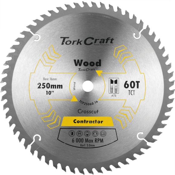 Image of a Tork Craft Blade Contractor 250 X 60t 16mm Circular Saw TCT