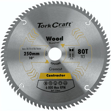 Image of a Tork Craft Blade Contractor 250 X 80t ATB 30/16 Circular Saw TCT