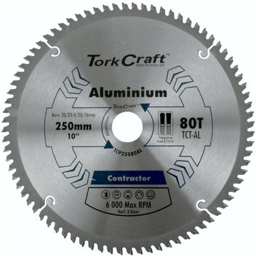 Image of a Tork Craft Blade Contractor Alum 250 X 80t TCG Neg 30mm Circular Saw TCT