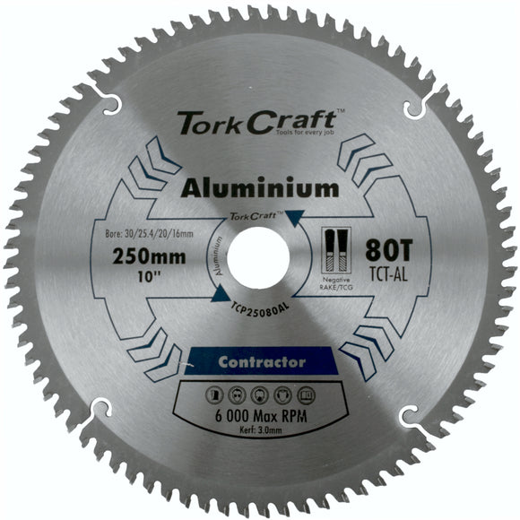 Image of a Tork Craft Blade Contractor Alum 250 X 80t TCG Neg 30mm Circular Saw TCT