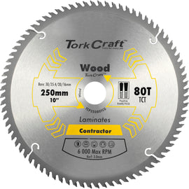 Image of a Tork Craft Blade Contractor 250 X 80t TCG Neg Circular Saw TCT
