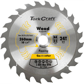 Image of a Tork Craft Blade Contractor 260 X 24t 30/1/20/16 Circular Saw TCT
