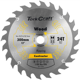 Image of a Tork Craft Blade Contractor 300 X 24t 30/1/20/16 Circular Saw TCT