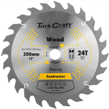 Image of a Tork Craft Blade Contractor 300 X 24t 30/1/20/16 Circular Saw TCT