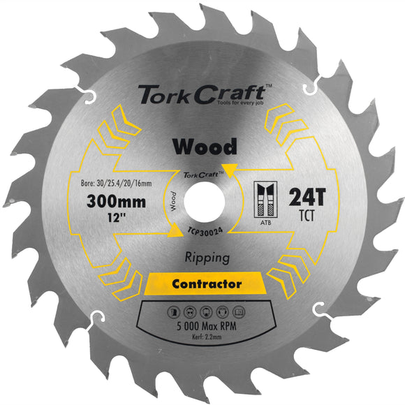 Image of a Tork Craft Blade Contractor 300 X 24t 30/1/20/16 Circular Saw TCT