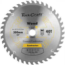 Image of a Tork Craft Blade Contractor 300 X 40t 30/1/20/16 Circular Saw TCT