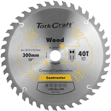 Image of a Tork Craft Blade Contractor 300 X 40t 30/1/20/16 Circular Saw TCT