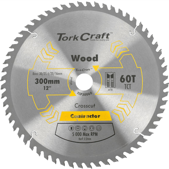 Image of a Tork Craft Blade Contractor 300 X 60t 30/1/20/16 Circular Saw TCT