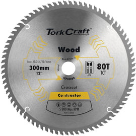 Image of a Tork Craft Blade Contractor 300 X 80t 30/1/20/16 Circular Saw TCT