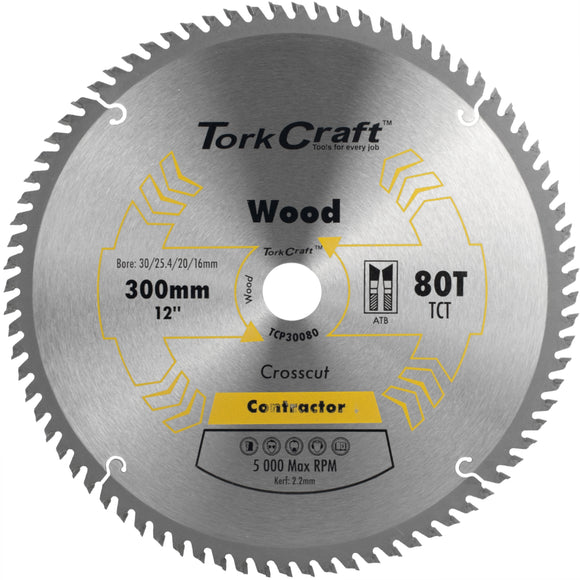 Image of a Tork Craft Blade Contractor 300 X 80t 30/1/20/16 Circular Saw TCT