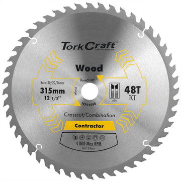 Image of a Tork Craft Blade Contractor 315mm X 48t 30mm Bore Circular Saw TCT