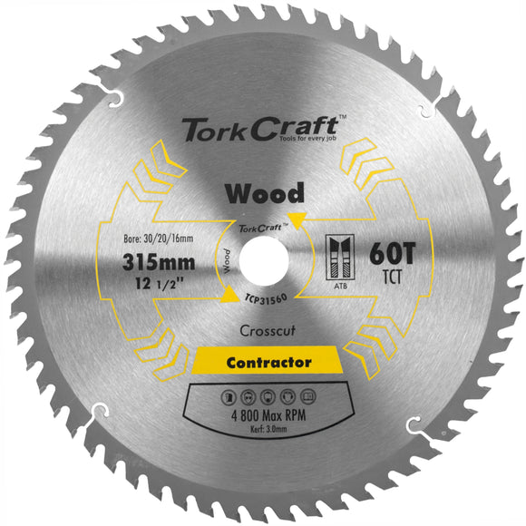 Image of a Tork Craft Blade Contractor 315 X 60t 30/1/20/16 Circular Saw TCT