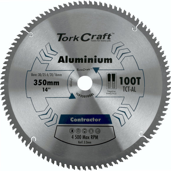 Image of a Tork Craft Blade Contractor Alum 350 X 100t TCG Neg Circular Saw TCT