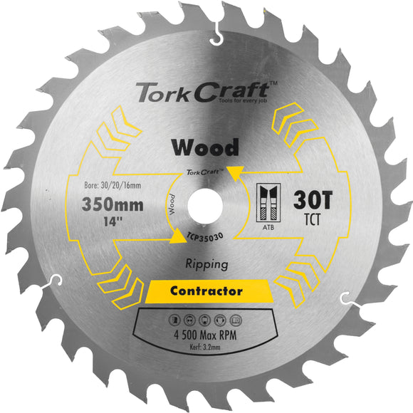 Image of a Tork Craft Blade Contractor 350 X 30t 30/1 Circular Saw TCT