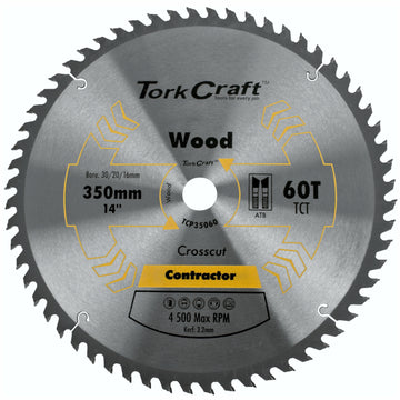 Image of a Tork Craft Blade Contractor 350 X 60t 30 Circular Saw TCT