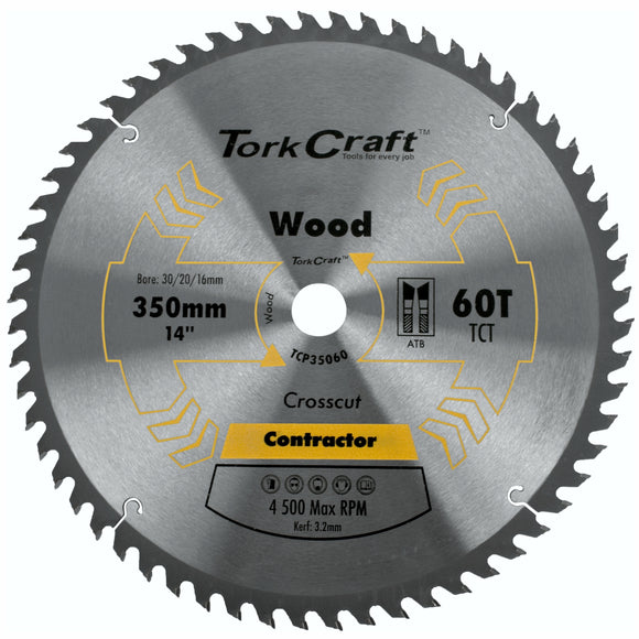 Image of a Tork Craft Blade Contractor 350 X 60t 30 Circular Saw TCT