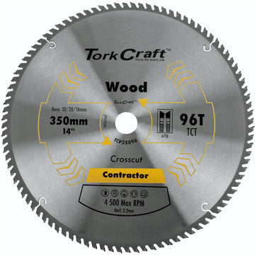 Image of a Tork Craft Blade Contractor 350 X 96t 30/1 Circular Saw TCT