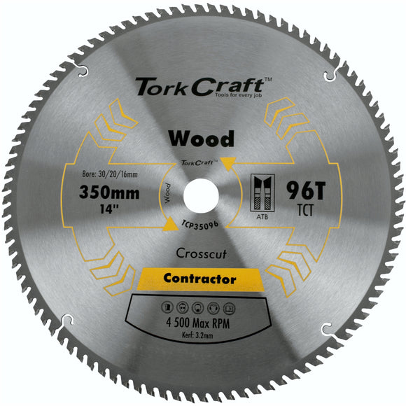Image of a Tork Craft Blade Contractor 350 X 96t 30/1 Circular Saw TCT