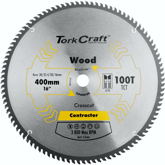 Image of a Tork Craft Blade Contractor 400 X 100t 30/1 Circular Saw TCT