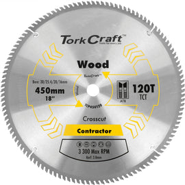 Image of a Tork Craft Blade Contractor 450 X 120t 30/1 Circular Saw TCT