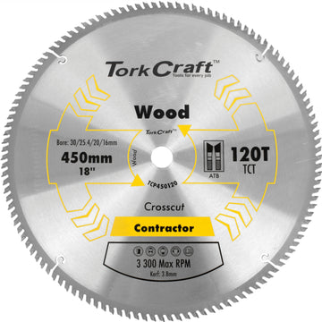 Image of a Tork Craft Blade Contractor 450 X 120t 30/1 Circular Saw TCT
