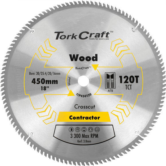 Image of a Tork Craft Blade Contractor 450 X 120t 30/1 Circular Saw TCT