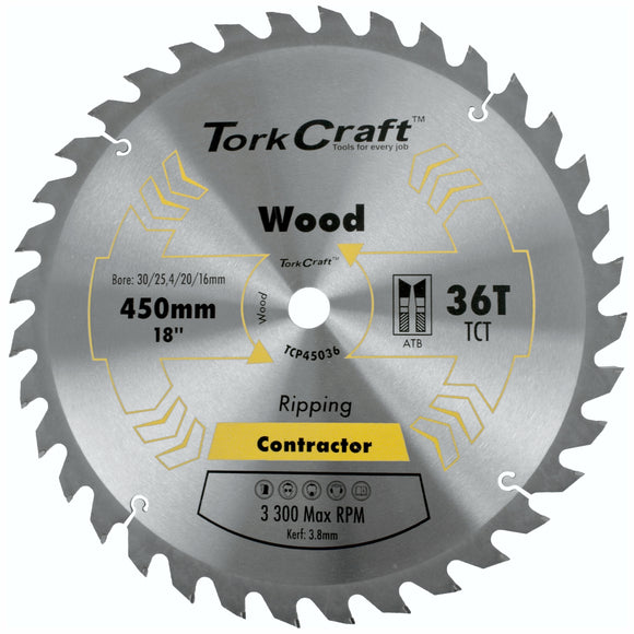 Image of a Tork Craft Blade Contractor 450 X 36t 30/1 Circular Saw TCT