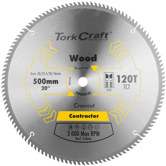 Image of a Tork Craft Blade Contractor 500 X 120t 30/1 Circular Saw TCT
