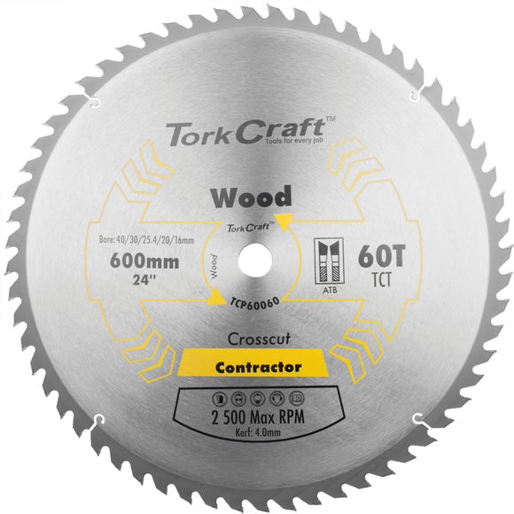 Image of a Tork Craft TCT Saw Blade 600x60t 4mm Kerf 40/30/1/20/16