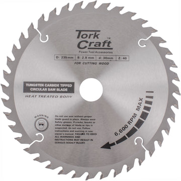 Image of a Tork Craft Blade TCT 235 X 40t 30/25/16 ATB Positive Profesional Industrial