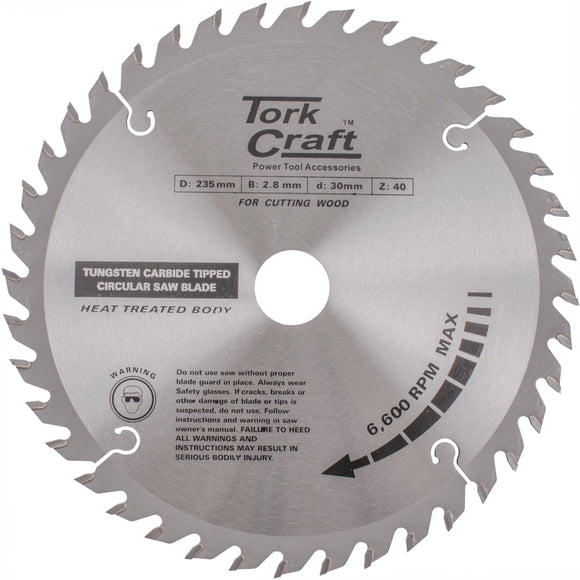 Image of a Tork Craft Blade TCT 235 X 40t 30/25/16 ATB Positive Profesional Industrial