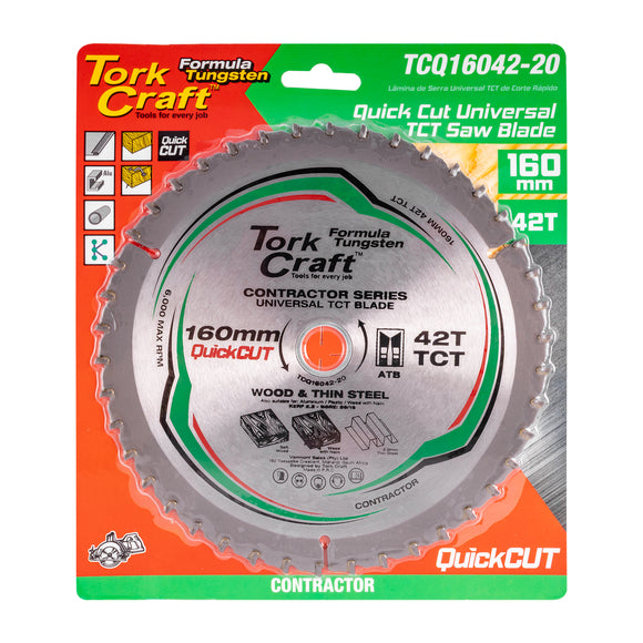 Image of a Tork Craft Universal Quick Cut TCT Blade 160x42t 20-16