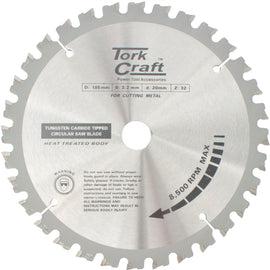 Image of a Tork Craft TCT Blade Steel Cutting. 185x32t 20/16