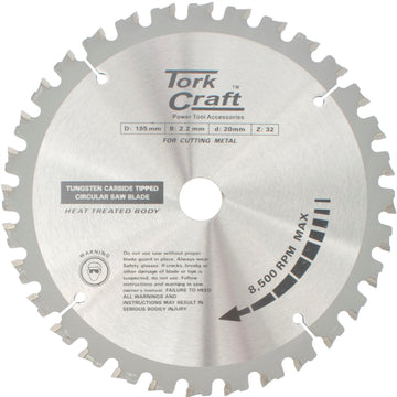Image of a Tork Craft TCT Blade Steel Cutting. 185x32t 20/16