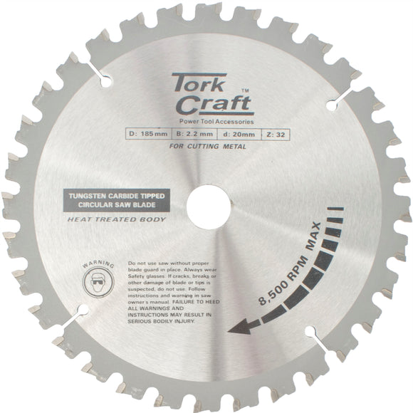 Image of a Tork Craft TCT Blade Steel Cutting. 185x32t 20/16