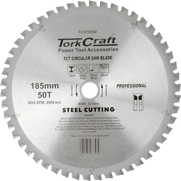 Image of a Tork Craft TCT Blade Steel Cutting 185x50t 20/16