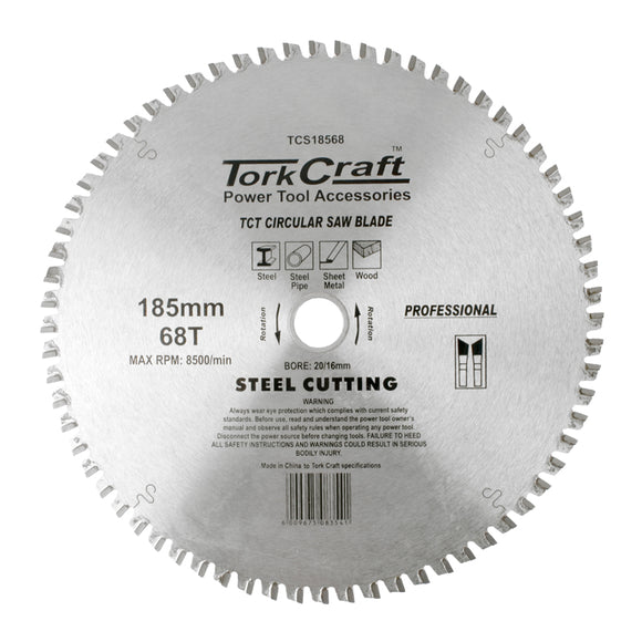 Image of a Tork Craft TCT Blade Steel Cutting 185x68t 20/16