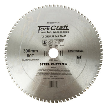 Image of a Tork Craft TCT Blade Steel Cutting. 300 X 80t 30mm Bore
