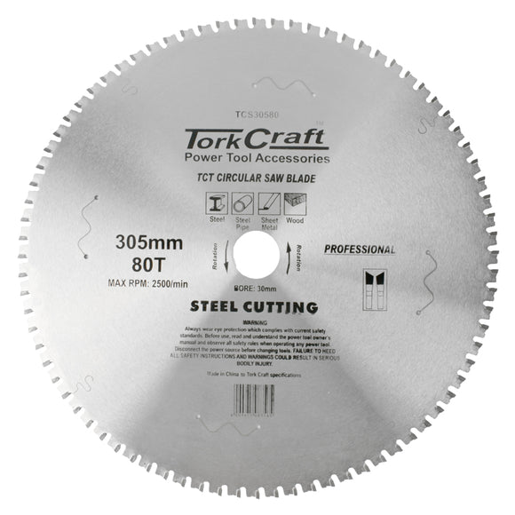 Image of a Tork Craft TCT Blade Steel Cutting 305x80t 30mm