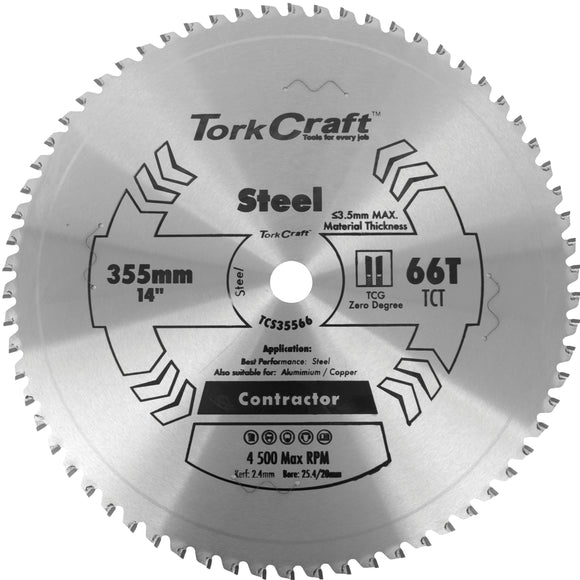 Image of a Tork Craft TCT Blade Steel Cutting 355x66t 25.4mm