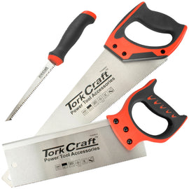 Image of a Tork Craft Saw Set 3pc Hand/back/job Saw Blister Pack