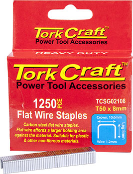 Image of a Tork Craft Flat Wire Staple 16g X 10.6mm X 8mm T50 1250pc C/steel For TCSG0210