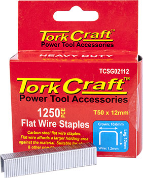 Image of a Tork Craft Flat Wire Staple 16g X 10.6mm X 12mm T50 1250pc C/steel For TCSG0210