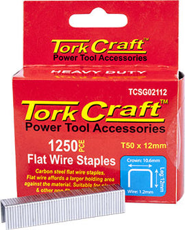 Image of a Tork Craft Flat Wire Staple 16g X 10.6mm X 12mm T50 1250pc C/steel For TCSG0210