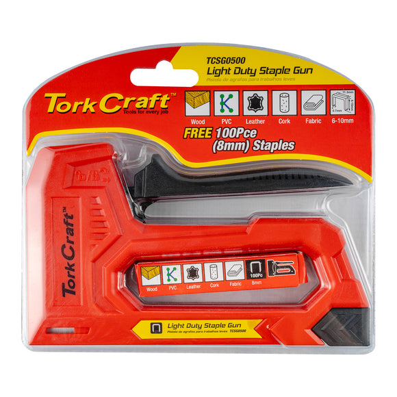 Image of a Tork Craft Staple Gun 21g 6 - 8mm Light Duty Jt21 With 100pc 0.7mmx8mm