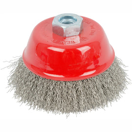 Image of a Tork Craft Wire Cup Brush 100 X M14 Crimped Stainless Steel TCW