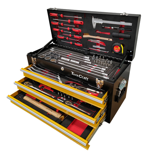 Image of a Tork Craft Top Box 127pc 3 Drawer & Top Tray 600x250x320mm Trackbox 2.0 Tool Box