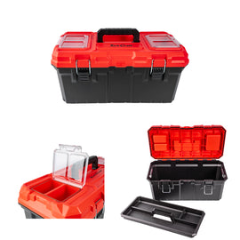 Image of a Tork Craft Heavy Duty Plastic Tool Box With Organizer Red/black 415mm