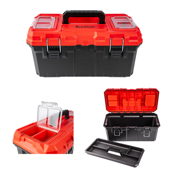 Image of a Tork Craft Heavy Duty Plastic Tool Box With Organizer Red/black 480mm